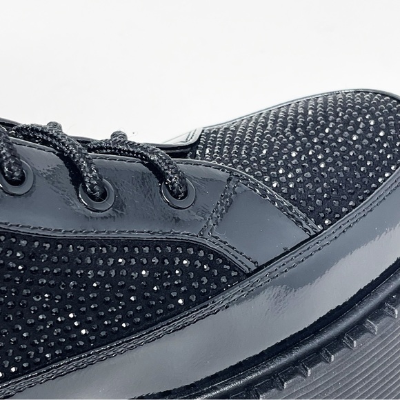 NWT Azura Livewire Patent Black Rhinestone Platform Bootie Combat Moto Size 9 - Picture 5 of 15